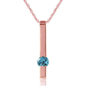 14K. SOLID GOLD NECKLACE WITH NATURAL BLUE TOPAZ (Rose Gold)
